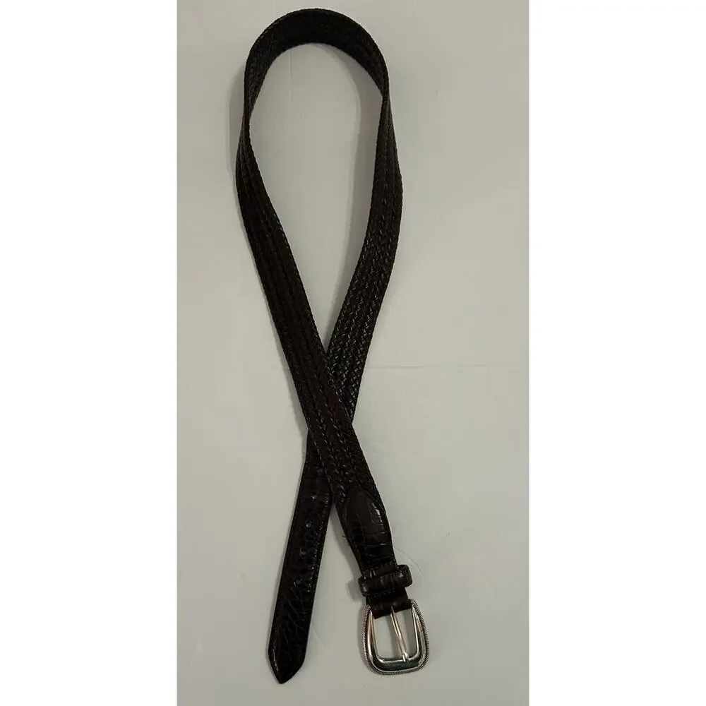 Brighton Genuine Leather Brown Braided‎ Women's Belt w Silver Buckle Size 36
